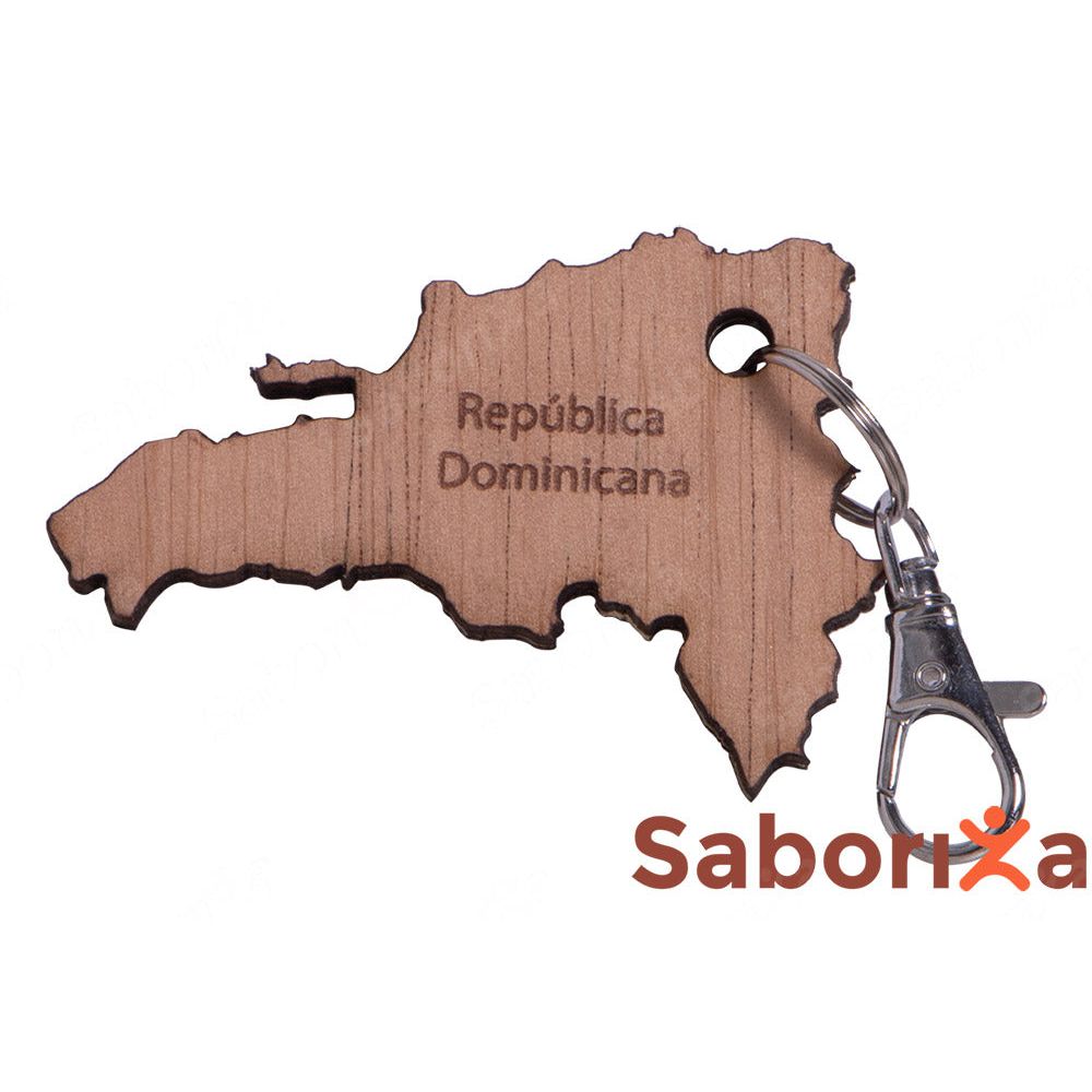Keychain With the Map and Greca of Cafe of the Dominican Republic – Saboriza