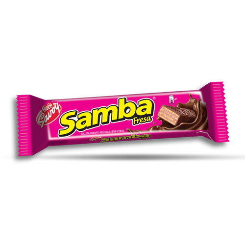 Samba Galleta Cubierta Rellena sabor a fresa 1.13 oz